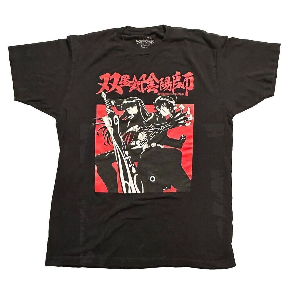 Twin Star Exorcist T-Shirt Size L Mens Black Short Sleeve Anime Japan Fast Ship